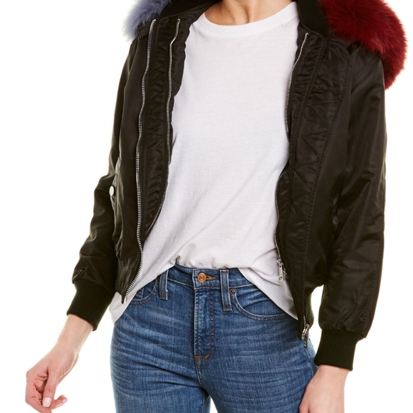 AVA KRIS - KELSEY NYLON BOMBER - with FOX FUR - Picture 3 of 4